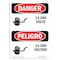Signmission Safety Sign, OSHA Danger, 5" Height, 13200 Volts, Bilingual Spanish OS-DS-D-35-VS-1006 - alternate 1